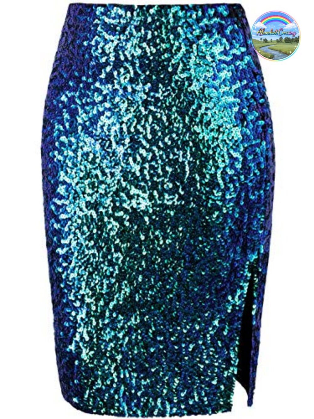 Sequin Midi Pencil Skirt Side Slit Sparkly Bodycon Party Skirt